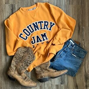 Vintage 2006 Country Jam Pullover Sweatshirt Women’s S Yellow VTG Music Festival